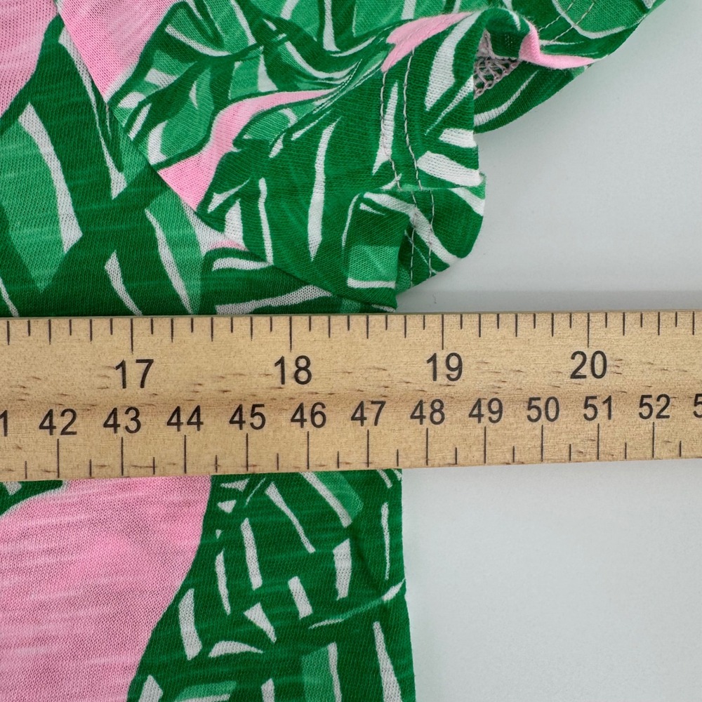 Lilly Pulitzer Dress M Palm Leaf Pink Green Tropical Print Short Sleeve Shift - Picture 4 of 4